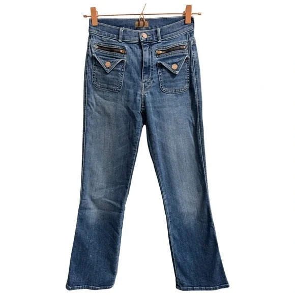 Mother Denim The Insider Crop Point Racing Hearts Size 24 - Picture 2 of 16